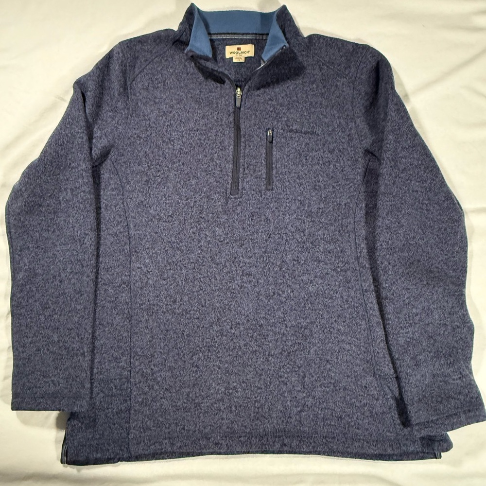Woolrich Quarter Zip Fleece Pullover Men’s Large Blue Long Sleeve